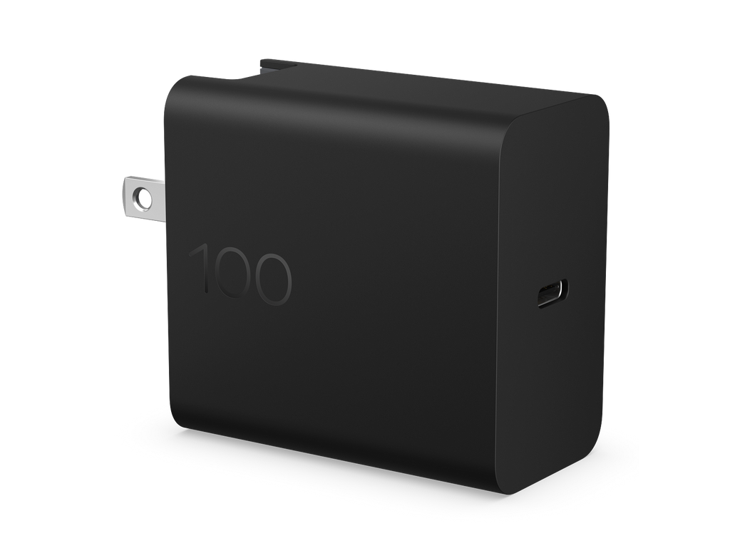 USB Charger 100W GaN Foldable Prong Single Port USB-C Wall Charger with 2m USB-C Cable